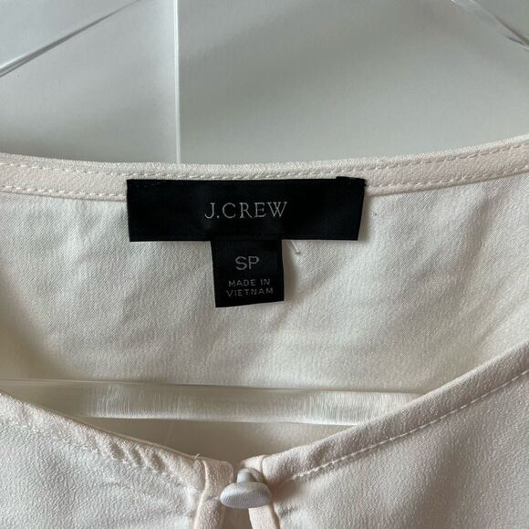 J Crew Puff-sleeve satin-back crepe top ivory PS NEW - Picture 6 of 14